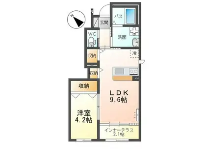 グランデージ桜(1LDK/1階)の間取り写真