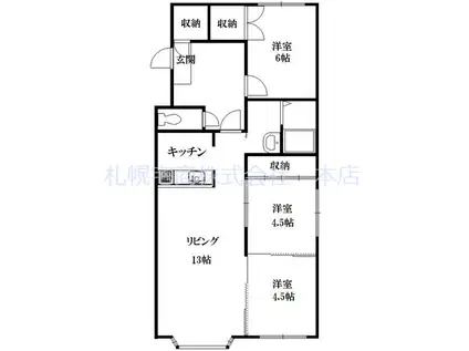 メゾンM東苗穂(3LDK/3階)の間取り写真
