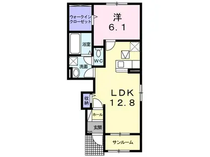 シャルマン酒門 R(1LDK/1階)の間取り写真