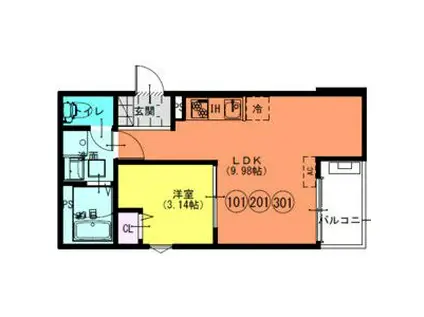 FSTYLE八尾北久宝寺(1LDK/2階)の間取り写真