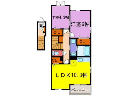 シトラスI・II(2LDK/2階)の間取り写真