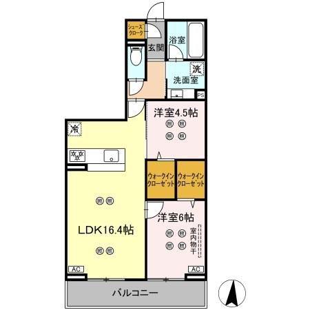 ローテ ベルク(2LDK/2階)の間取り写真