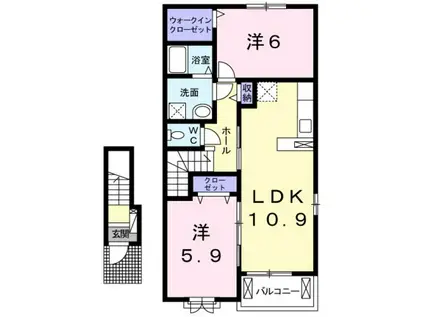 アンジュ東海田 B(2LDK/2階)の間取り写真