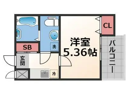 ブライト近大前(1K/3階)の間取り写真