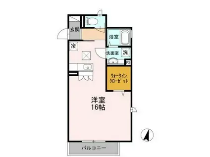 ユーハウス(ワンルーム/1階)の間取り写真