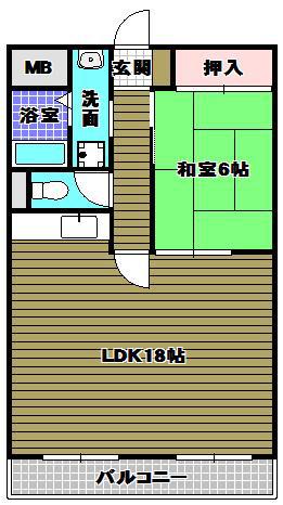 ハイマート宮山台(1LDK/2階)の間取り写真