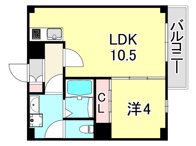 アリビラ六甲(1LDK/3階)の間取り写真