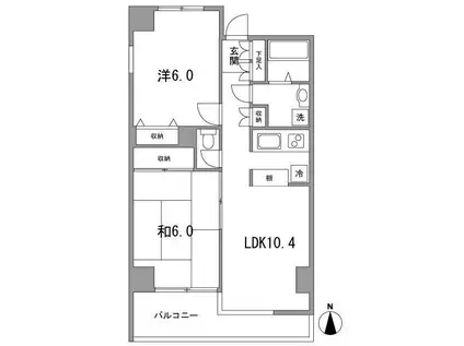 ウィスタリアガーデン(2LDK/4階)の間取り写真