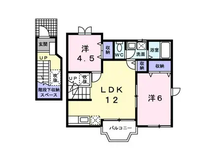 ラウレールII(2LDK/2階)の間取り写真