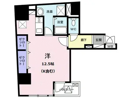 コンフォート芝大門(ワンルーム/3階)の間取り写真