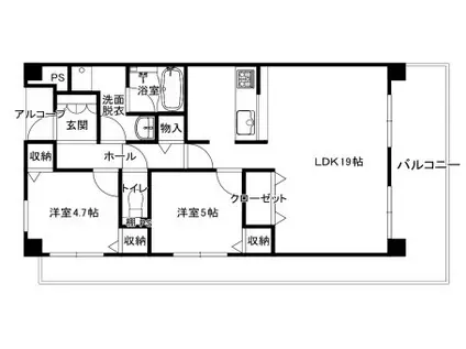 メロディーハイム高鷲(2LDK/3階)の間取り写真