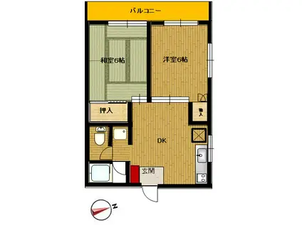 和光マンション(2DK/3階)の間取り写真