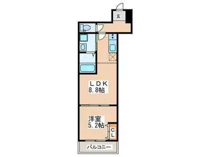 フジパレス遠里小野VI番館(1LDK/2階)の間取り写真