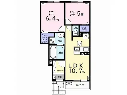 COCOTI BASE(2LDK/1階)の間取り写真