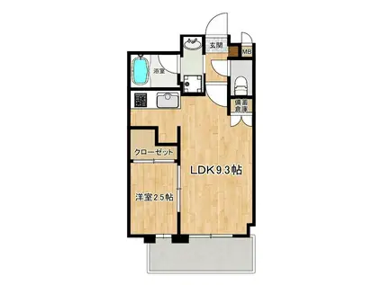 ロータス武之橋(1LDK/6階)の間取り写真