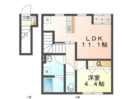 南新町アパート(1LDK/2階)の間取り写真