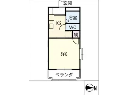 エープレット藤ヶ丘(1K/2階)の間取り写真