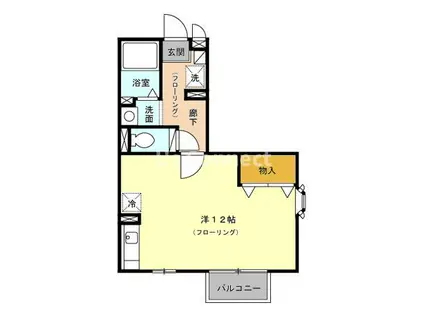 ドミトリー旭B棟(ワンルーム/2階)の間取り写真