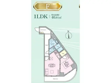 目黒ミシェルヨコマエ(1LDK/4階)の間取り写真