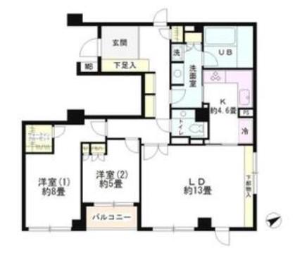 テラス笄町(2LDK/4階)の間取り写真