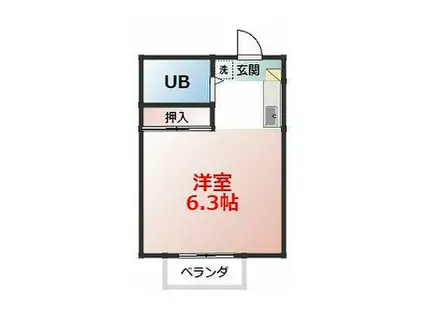 コーポ・セレクト(ワンルーム/2階)の間取り写真