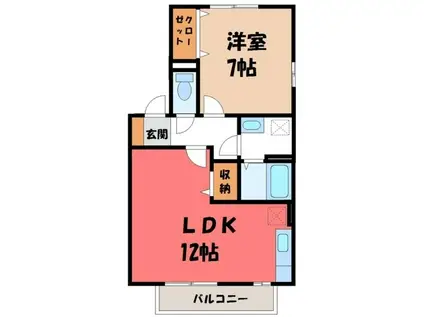 アーバンコートC(1LDK/2階)の間取り写真