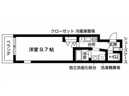ブランバックス(1K/3階)の間取り写真