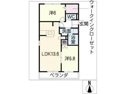 プライムハイツ江南(2LDK/2階)の間取り写真