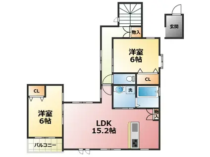 阪神本線 甲子園駅 徒歩10分 2階建 築7年(2LDK/2階)の間取り写真