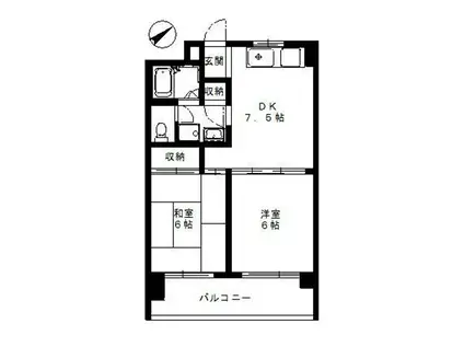 ゴールドハイツ(2DK/1階)の間取り写真