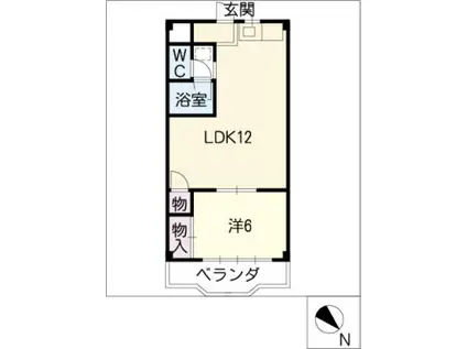 第一中島ビル(1LDK/2階)の間取り写真
