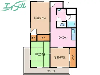 第三セントラルビル(3DK/6階)の間取り写真