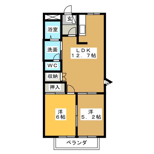 ピュアベルツリー(2LDK/2階)の間取り写真