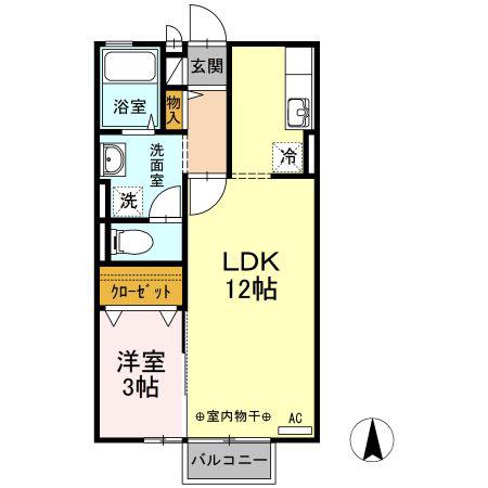 メゾンピアチェーレ(1LDK/2階)の間取り写真