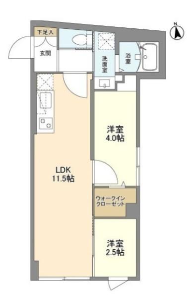 ウェルスクエア学芸大学II(2LDK/3階)の間取り写真