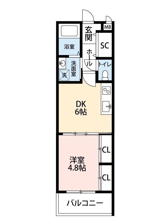 TKアンバーコート浜寺II(1DK/3階)の間取り写真