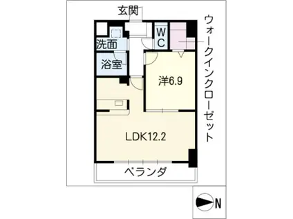 リバーコート砂田橋 II(1LDK/3階)の間取り写真