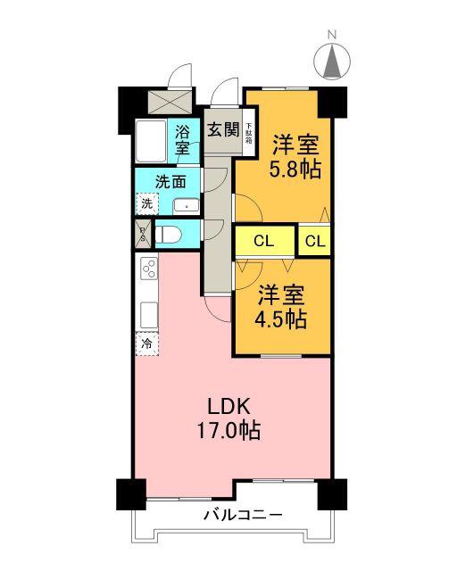 ロイヤルシャトー(2LDK/5階)の間取り写真