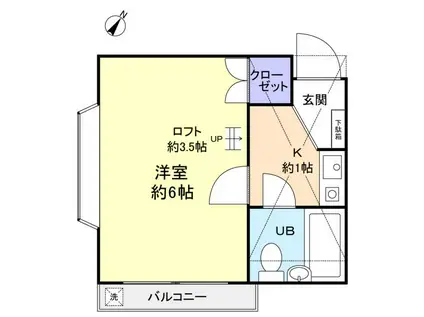 DOMITORYカムイ(1K/2階)の間取り写真