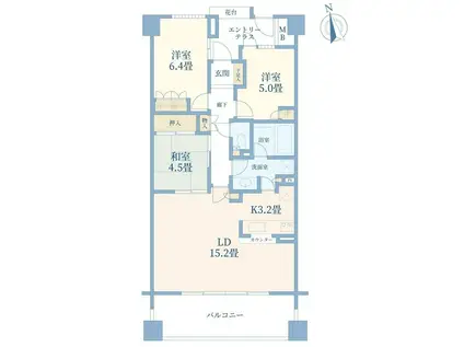 ウォルトンズコート長津田D棟(3LDK/3階)の間取り写真