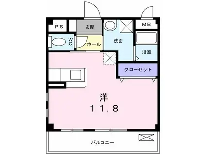 パステル・ベル(1K/2階)の間取り写真