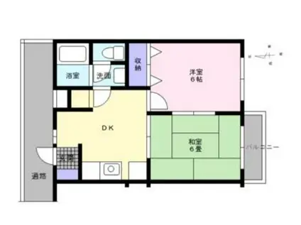 コーポ谷岡II(2DK/2階)の間取り写真