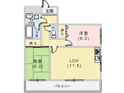ファミリーハイツ徳井(2LDK/5階)の間取り写真