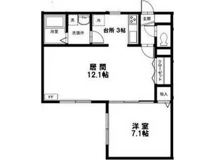 エルベスト南郷(1LDK/1階)の間取り写真