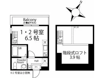 ハーミットクラブハウス羽沢国大(ワンルーム/2階)の間取り写真
