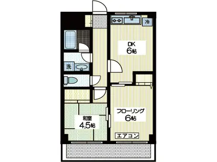 ハイムグローリア(2DK/2階)の間取り写真