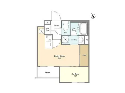 PAIR FLAT(1DK/2階)の間取り写真