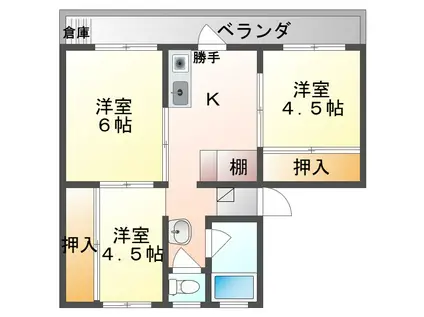 イーグル下松(3K/1階)の間取り写真