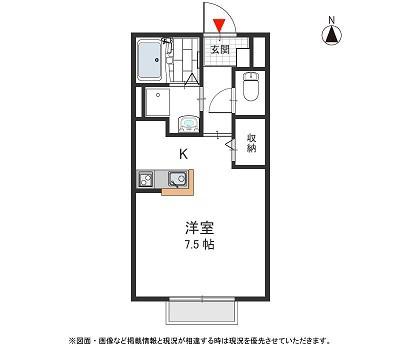 メゾンドゥ長瀬II(ワンルーム/1階)の間取り写真