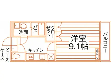 ユースパレスⅥ(1K/1階)の間取り写真